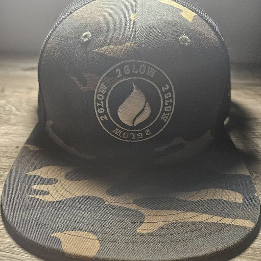 Custom Glow In The Dark Camo Snapback Trucker Cap Logo Addition
