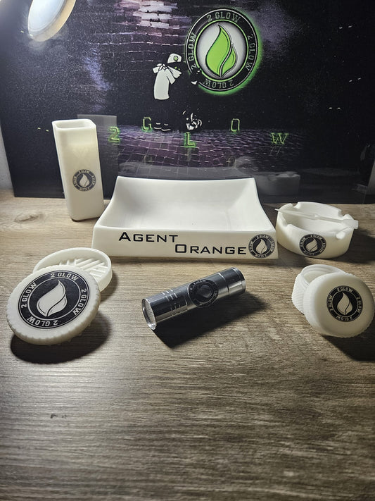 5-in-1  Glow In The Dark Agent Orange 420 Showpiece