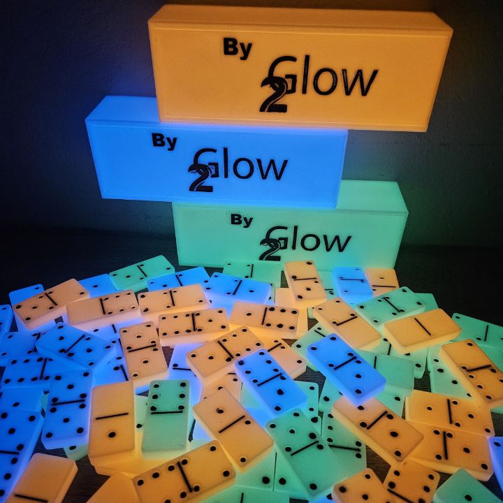 Showpiece Glow In The Dark Double 6 Dominoes Set of 28 - With Custom Glow Case