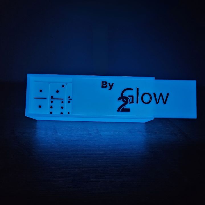Showpiece Glow In The Dark Double 6 Dominoes Set of 28 - With Custom Glow Case